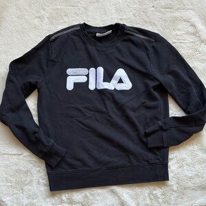 Fila Black Crewneck Sweatshirt | Bold Logo Streetwear Pullover Unisex Fit